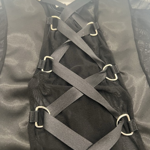 Dulce Caliente Black Lace-Up Corset Peplum Top – M – Gothic Fairycore - Picture 13 of 13